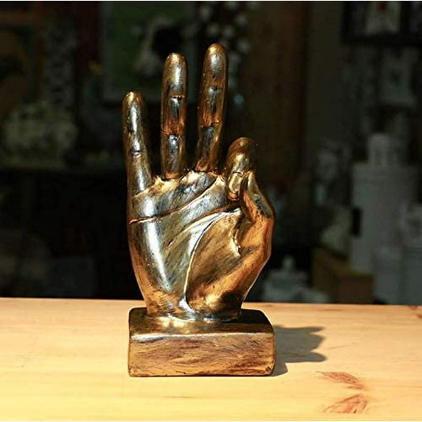 Nice purchase Hand Finger Gesture Desk Statues Fingers Sculpture Creative Home Living Room Cabinet Shelf Decoration Victory Gesture in Silver 